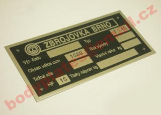 Zetor 15 - Výrobní štítek