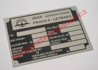 Avia Národní Podnik - Výrobní štítek