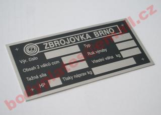 Zetor Zbrojovka Brno - Výrobní štítek