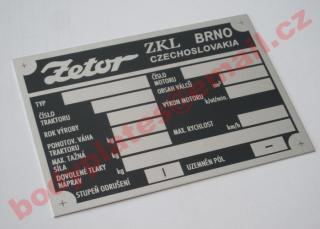 Zetor ZKL Brno - Výrobní štítek