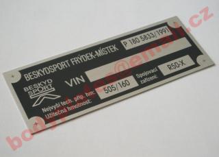 Beskydsport Frýdek Místek - Výrobní štítek