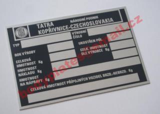 Tatra 138 - Výrobní štítek