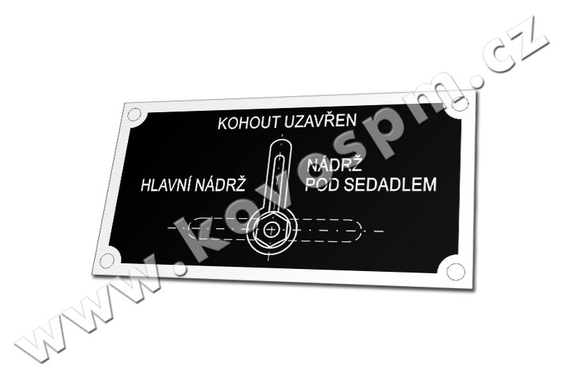 GAZ 69 - štítek kabinový - polohy palivového kohoutu - český