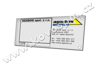 Agados - Výrobní štítek